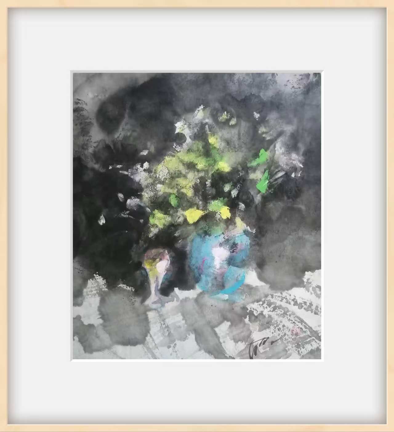 瓶花宣纸水墨59X45价格19800