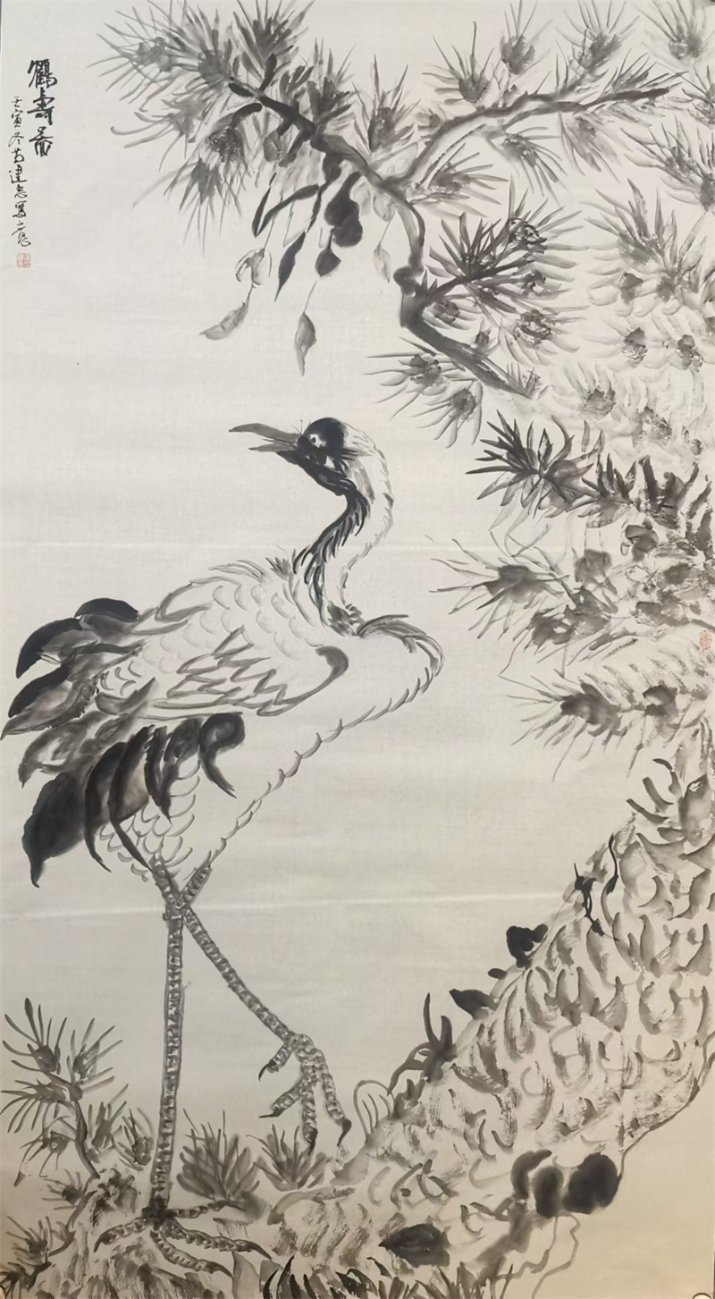 鹤寿图  六尺整张